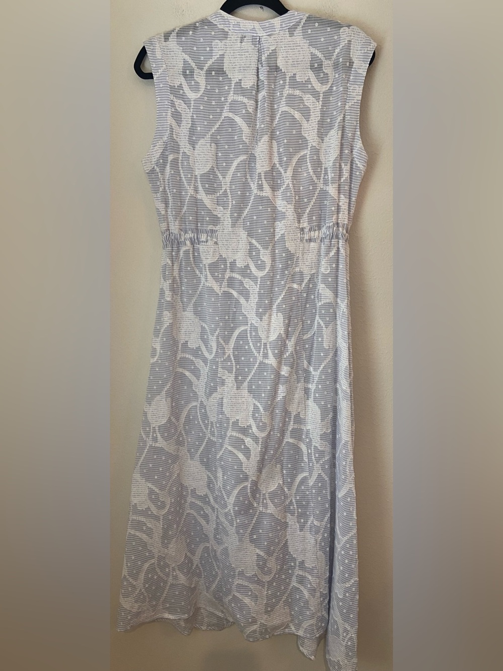 Johnny Was Workshop Flore Seersucker Asymmetrical Embroidered Cotton Midi Dress - Picture 6 of 12